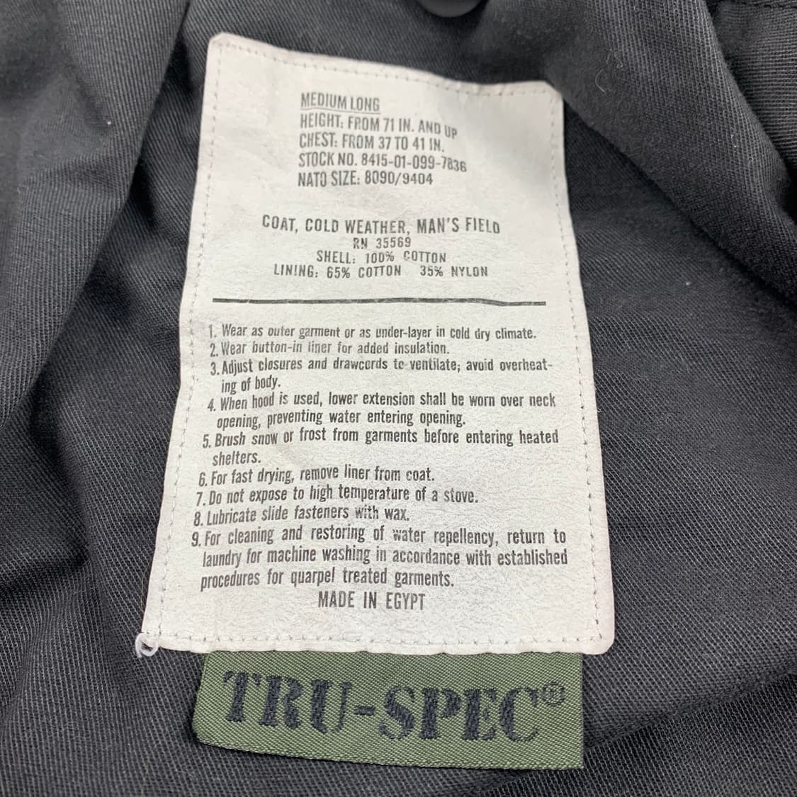 트루스펙 밀리터리 M-65 필드자켓 블랙 상품이미지6