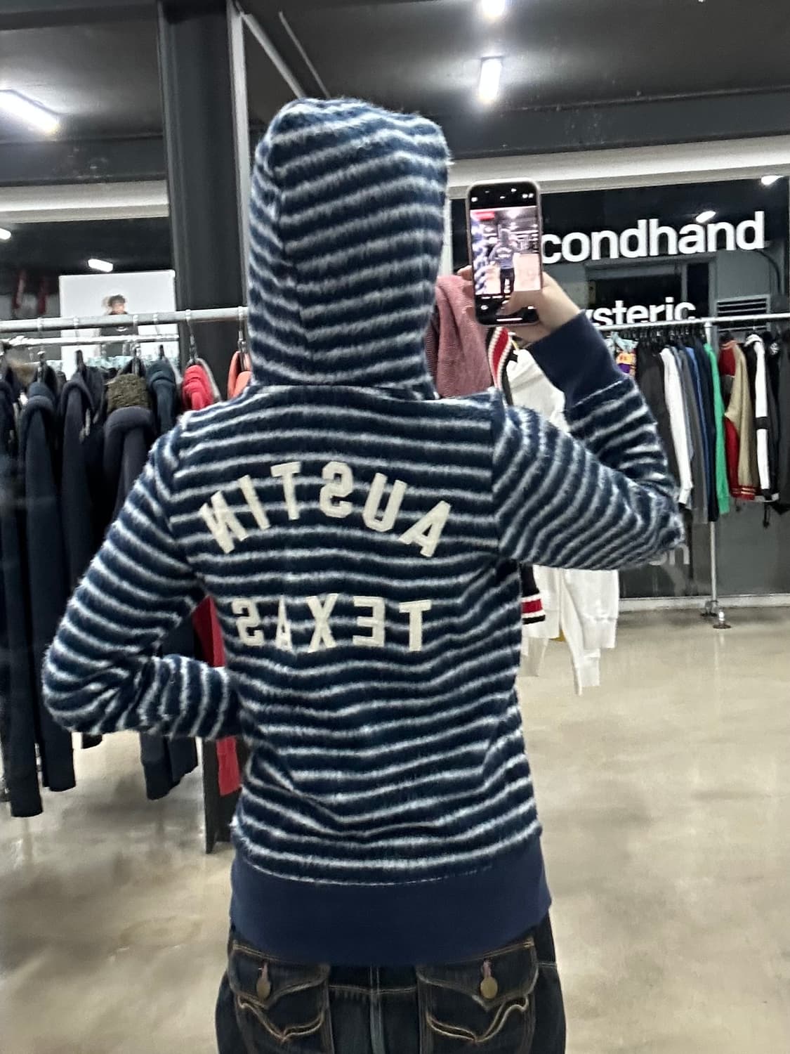 히스테릭 글래머 모헤어 스트라이프 후드 집업 상품이미지3