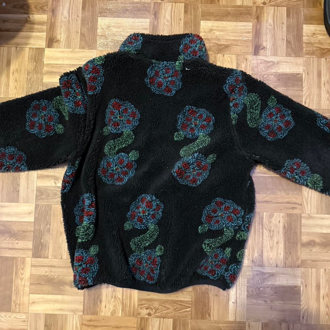 스투시 플라워 패턴 플리스 자켓 블랙 상품이미지2