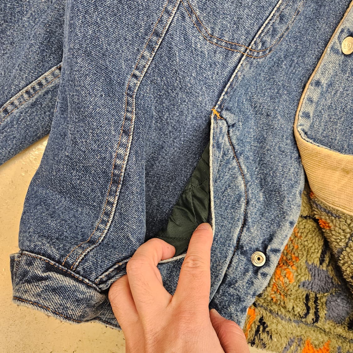 90's RIFLE 트러커자켓 청자켓 후리스 누빔 빈티지 웨스턴 XL 상품이미지3