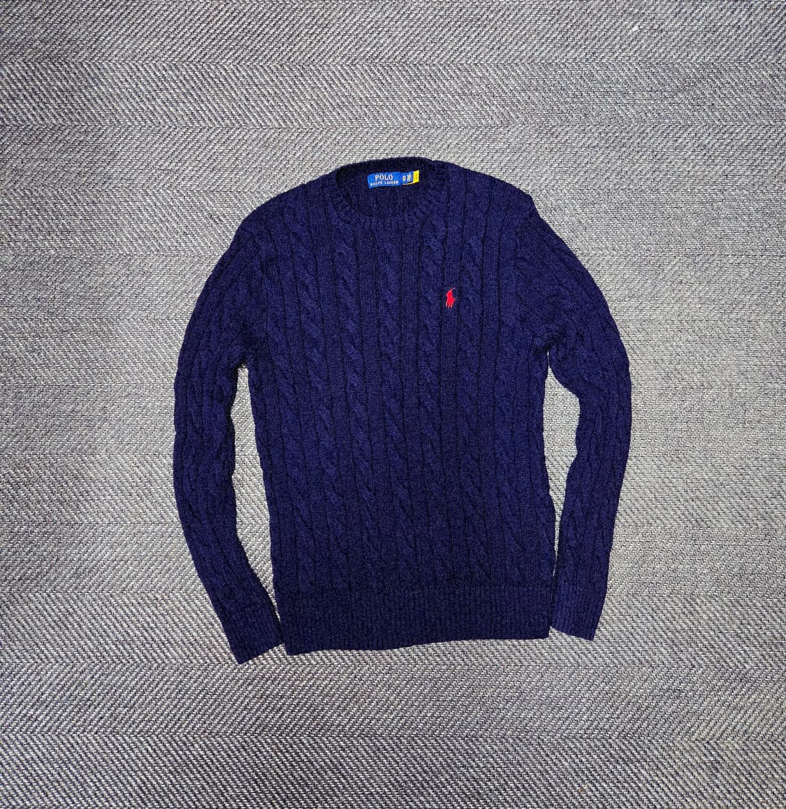 폴로 랄프로렌  케이블 니트 코튼 스웨터 네이비 상품이미지2