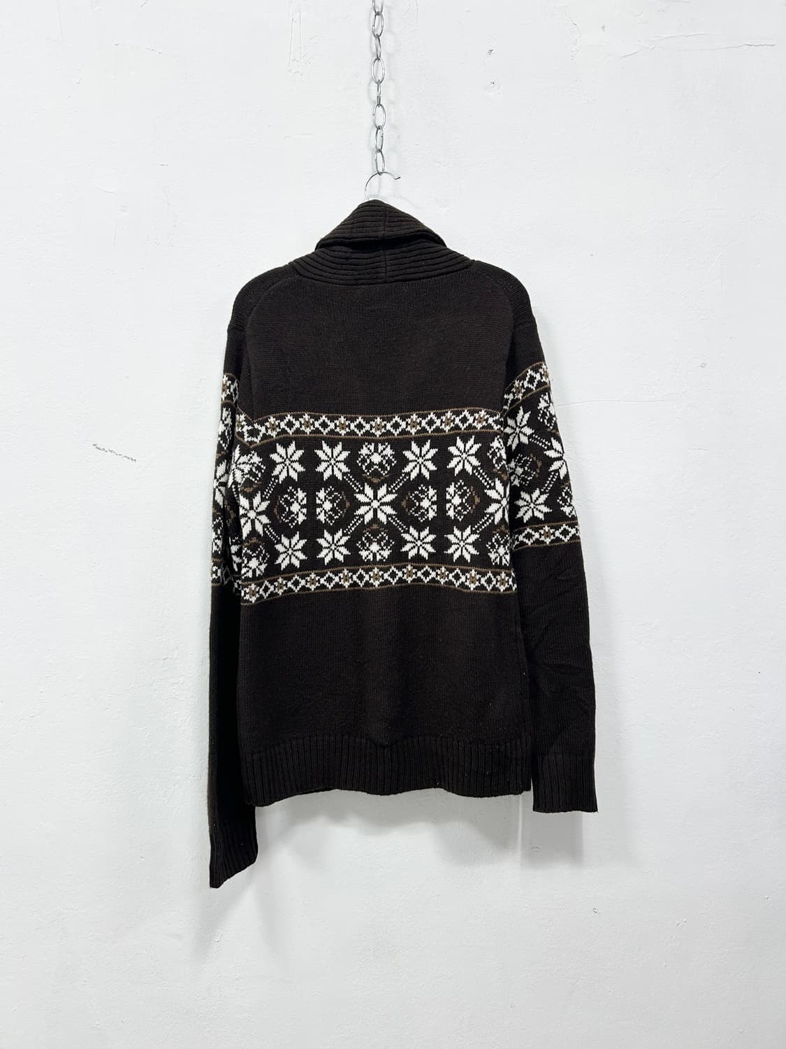 [JPN] 목도리 포함) 눈꽃 노르딕 코코아 폭닥 니트 가디 상품이미지5