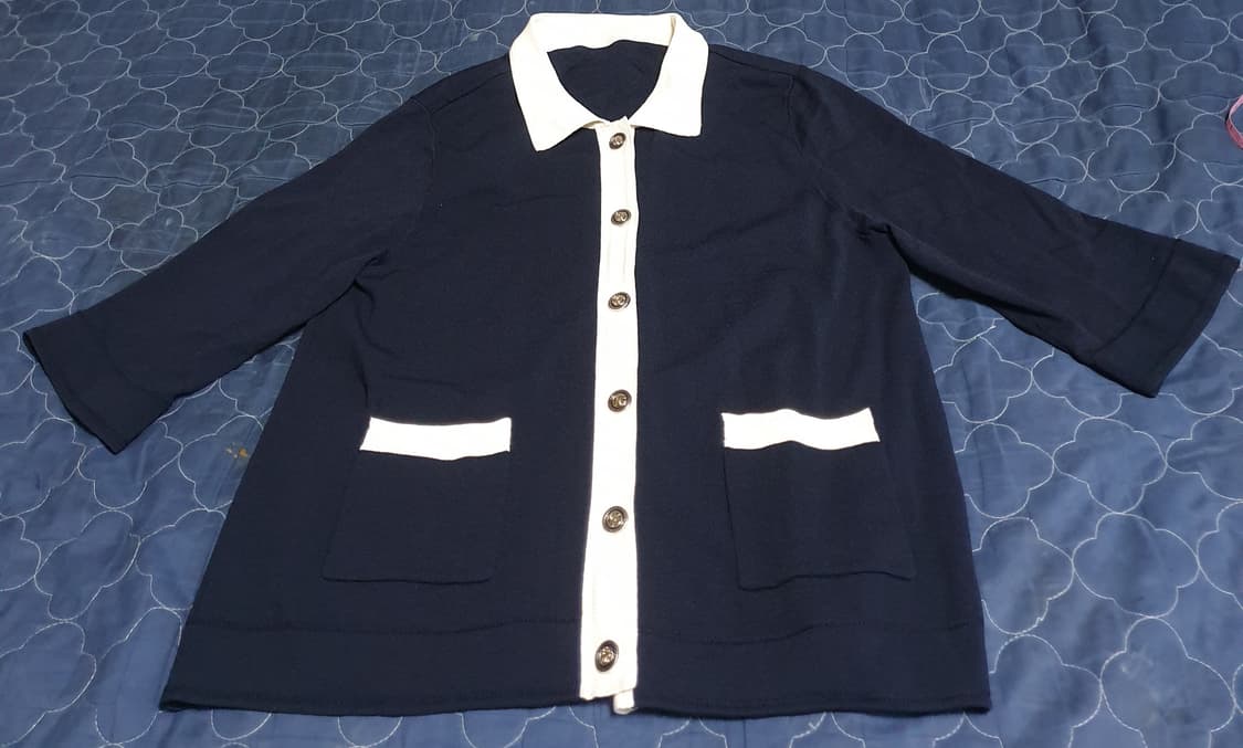 지센 카라 가디건 네이비 (95) 상품이미지1