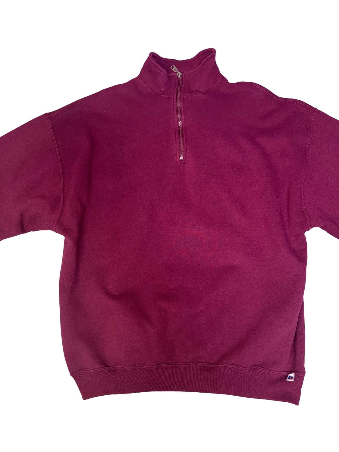 빈티지 90s 러셀 RUSSELL 하프집업 스웻 맨투맨 버건디 2XL 상품이미지2