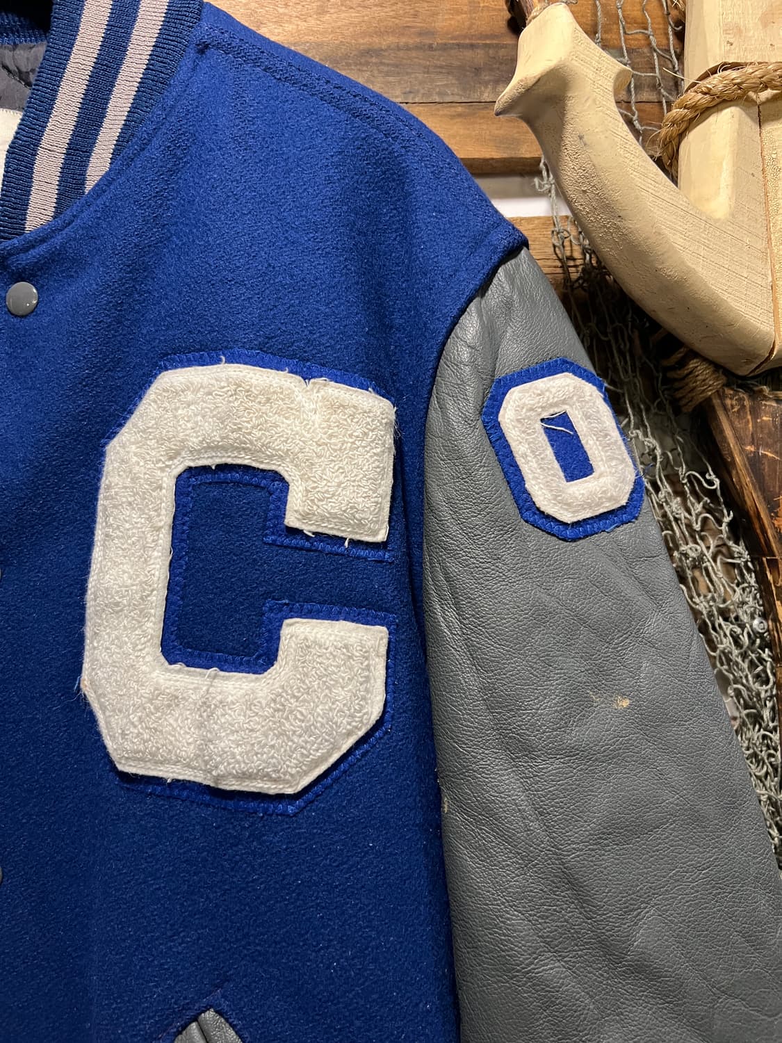 [L]90's USA 빈티지 블루 울 레더 바시티 자켓 상품이미지4