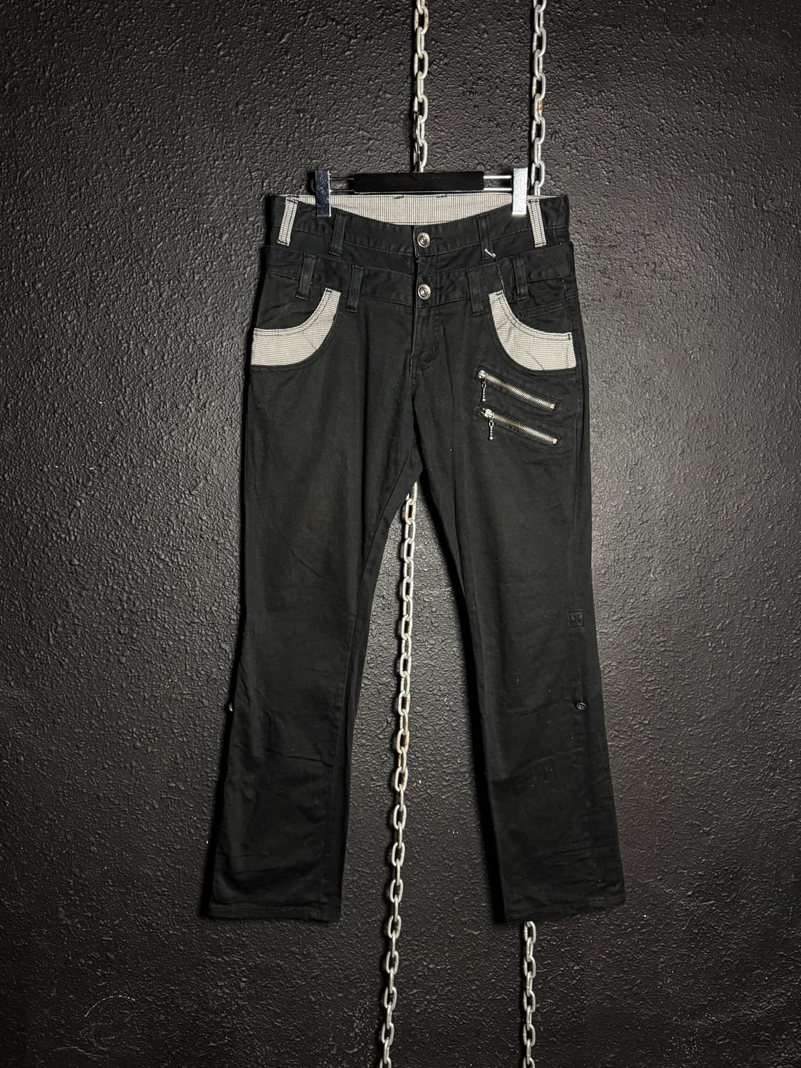 Black Zip Contrast Pants 상품이미지1