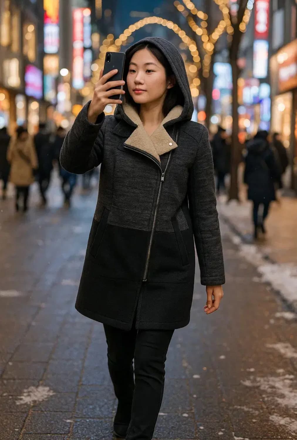 시스템 한섬 정품 보아퍼 누빔 후드코트 상품이미지1