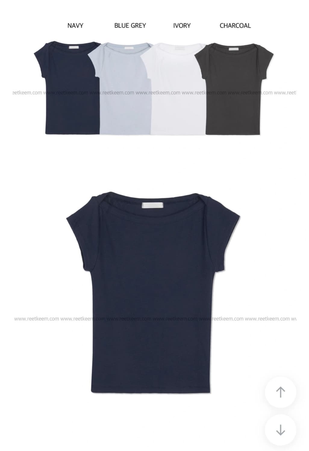 릿킴 보트넥 슬림핏 반팔 티셔츠 네이비 상품이미지3