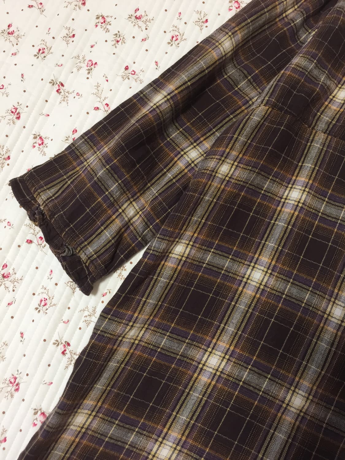 빈티지 모리걸 레이어드 체크 블라우스 상품이미지3