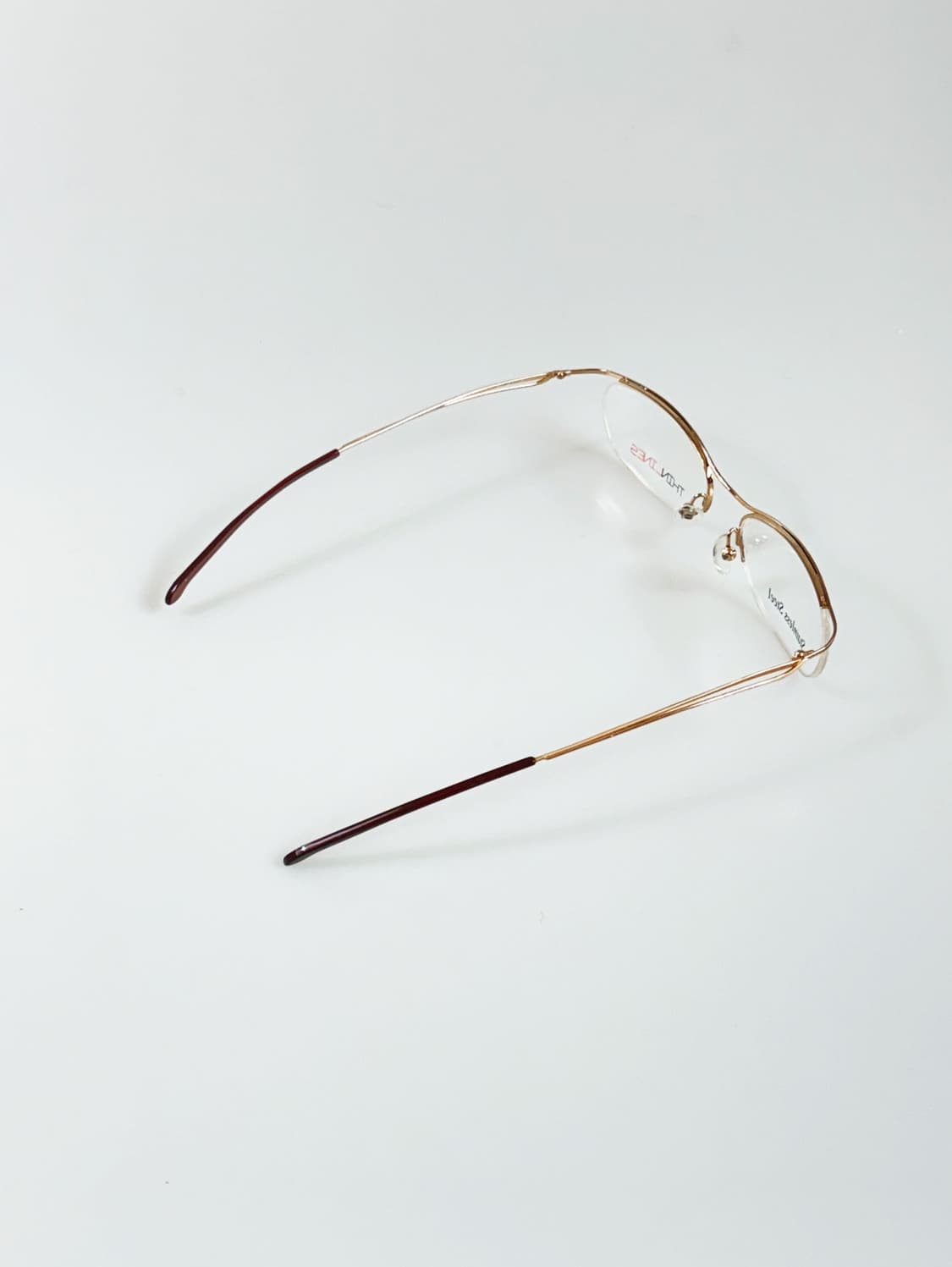 90s Thin Lines 골드 메탈 스퀘어 반무테 빈티지 안경 상품이미지4