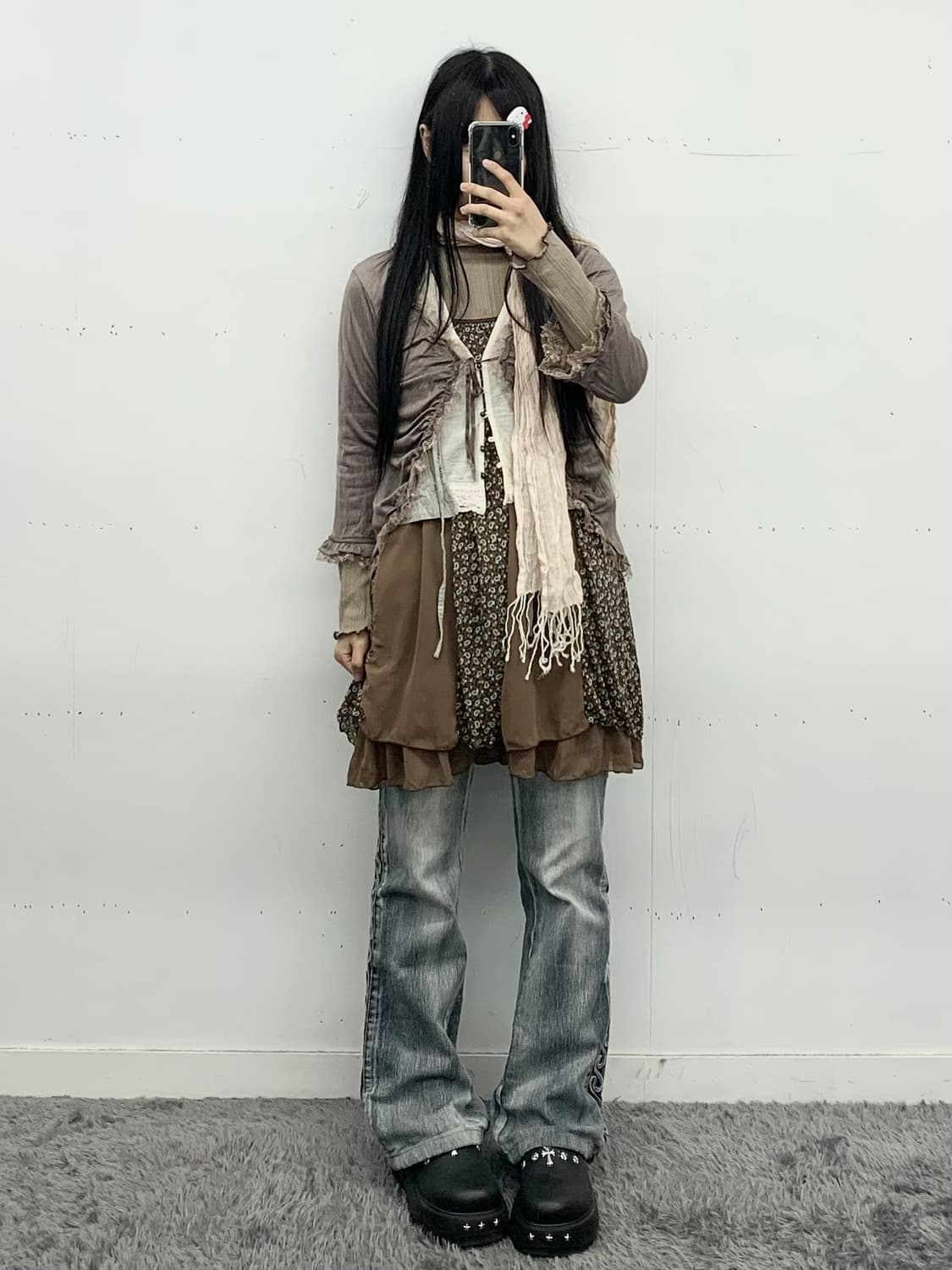 재패니즈 페이즈리 슬리브리스 원피스 상품이미지4