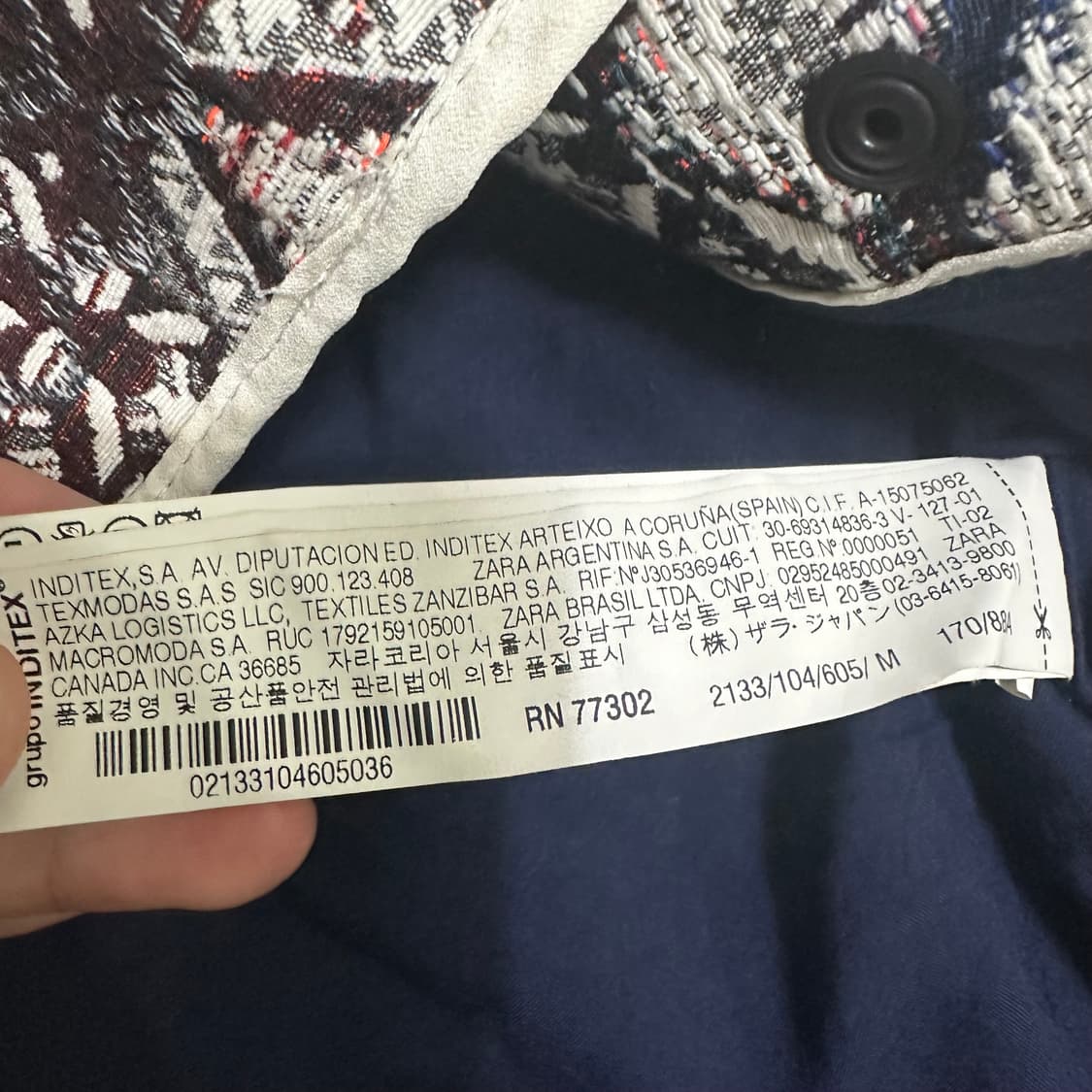 (M) 자라 베이직 패턴 트위드 자켓 상품이미지3