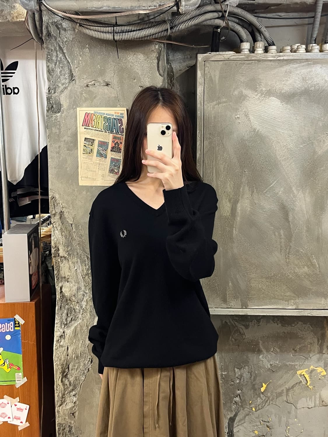 프레드페리 브이넥 니트 블랙 M #csz740 상품이미지2