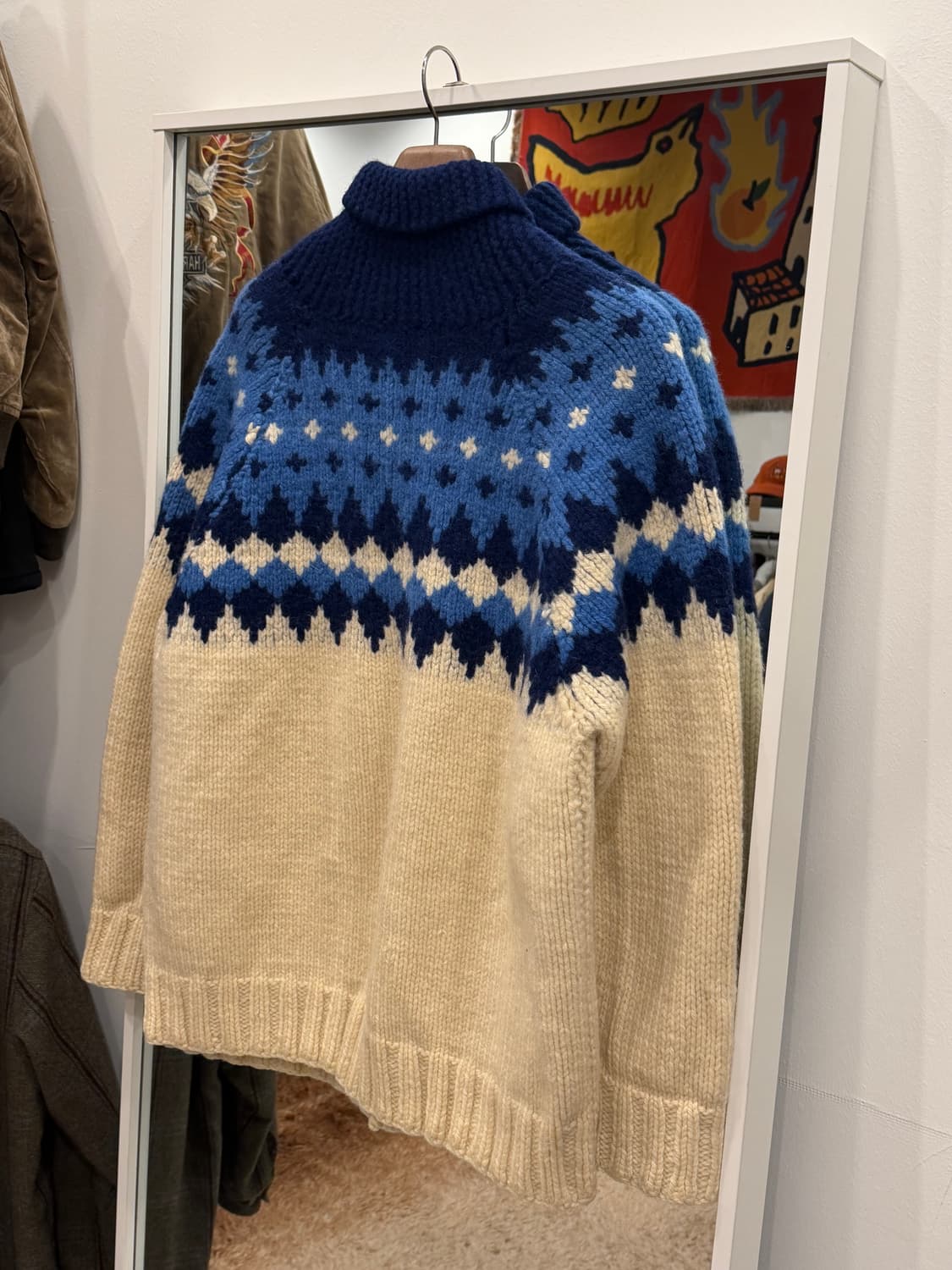 60-70s Vtg 빈티지 헤비울 노르딕 코위찬 니트 집업 상품이미지6