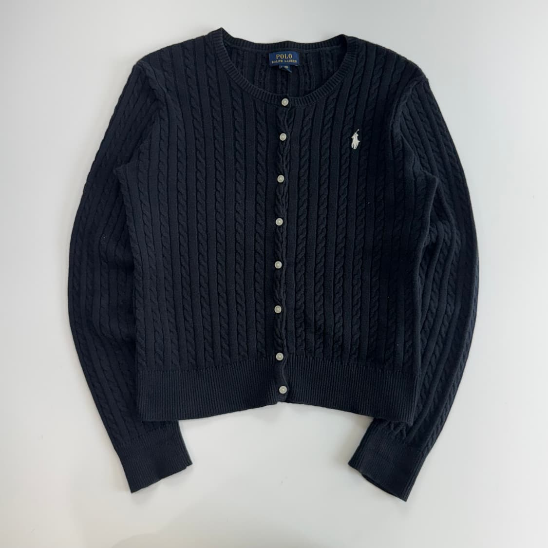 Polo 폴로 화이트 포니 네이비 케이블 니트 가디건 상품이미지3