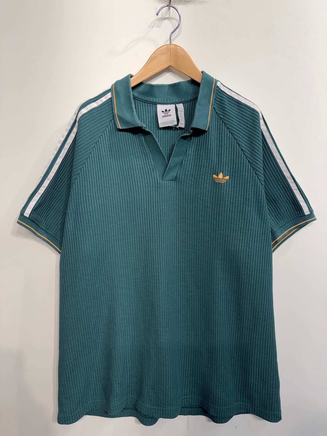 3XL 아디다스 오리지널스 와플 니트 폴로 셔츠 테크그린 상품이미지2