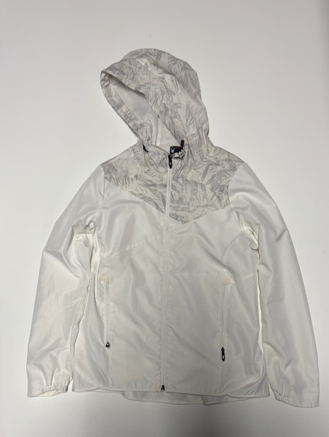 여성 스파이더 트레이닝 화이트 후드 바람막이 S 상품이미지1