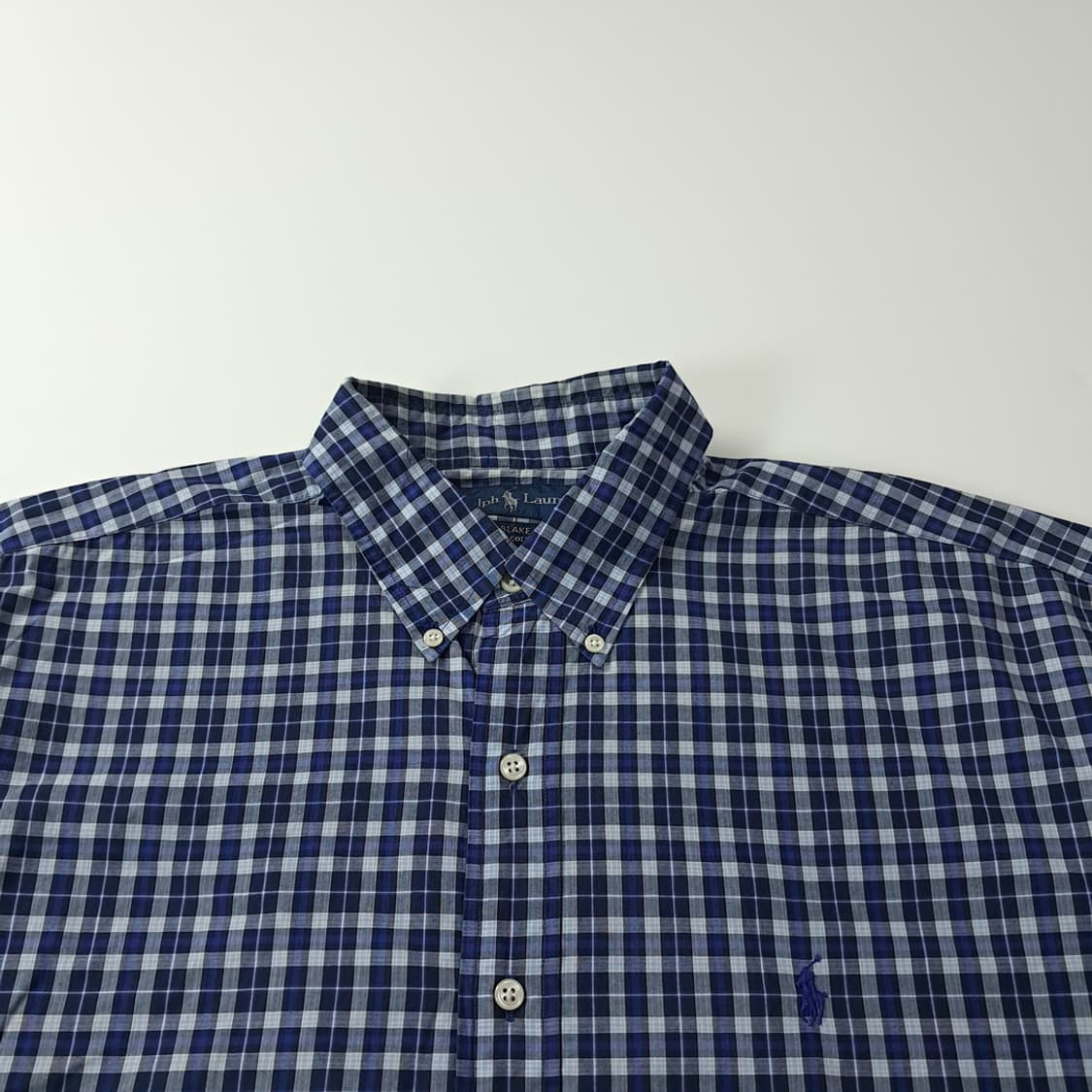 CK725 XL 폴로 90s 딥블루 마이크로체크 반팔 셔츠 남방 상품이미지2