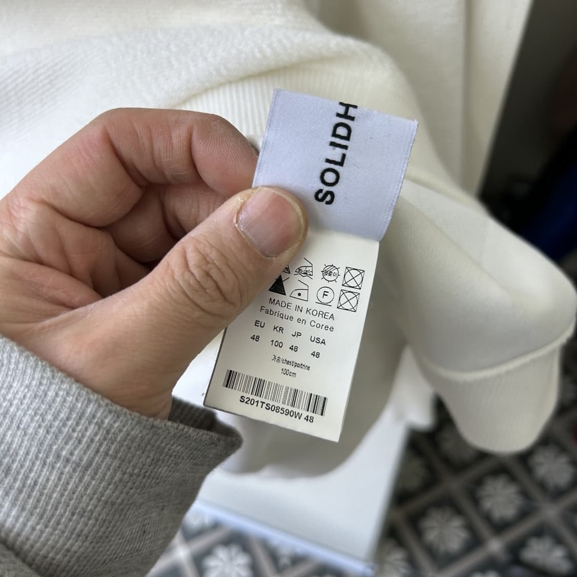 15945 - 솔리드옴므 백로고 타월 맨투맨 상품이미지6