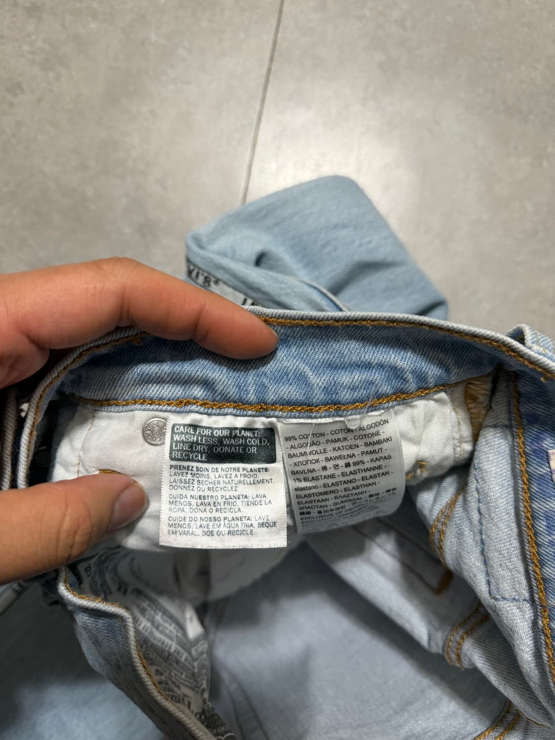 리바이스 프리미엄 빅 E 사이드로고 501 데님팬츠 24인치 상품이미지5