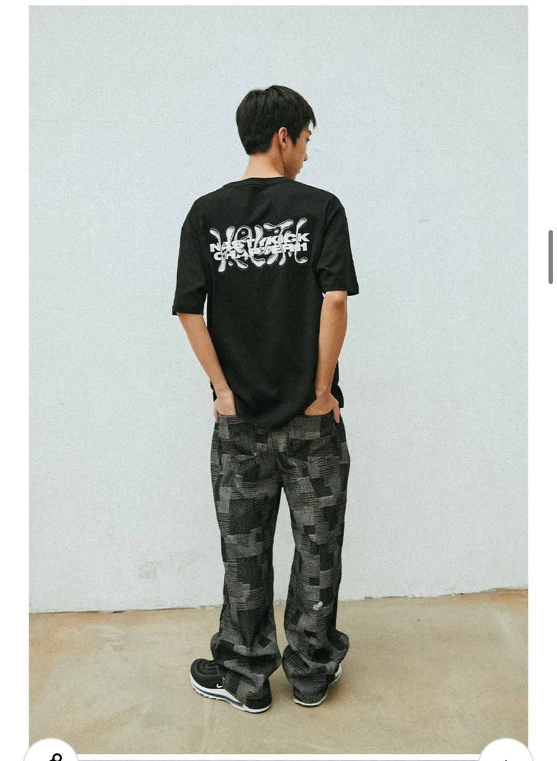 네스티킥 자카드 패치워크 패턴 와이드 데님팬츠 M 상품이미지4