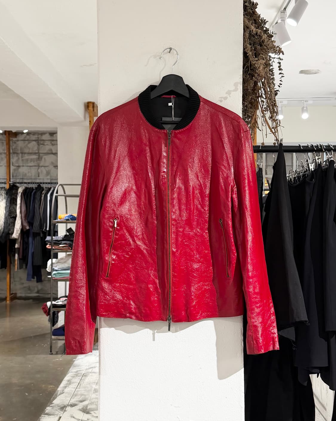 질샌더 레드 레더 봄버 자켓 상품이미지1