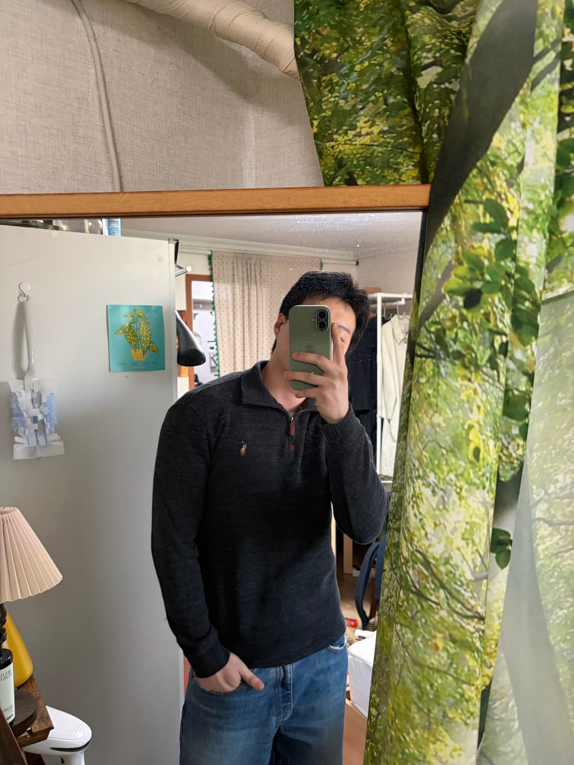 M) 폴로 랄프로렌 반집업 풀오버 코튼 니트 그레이 큐알탭 상품이미지2