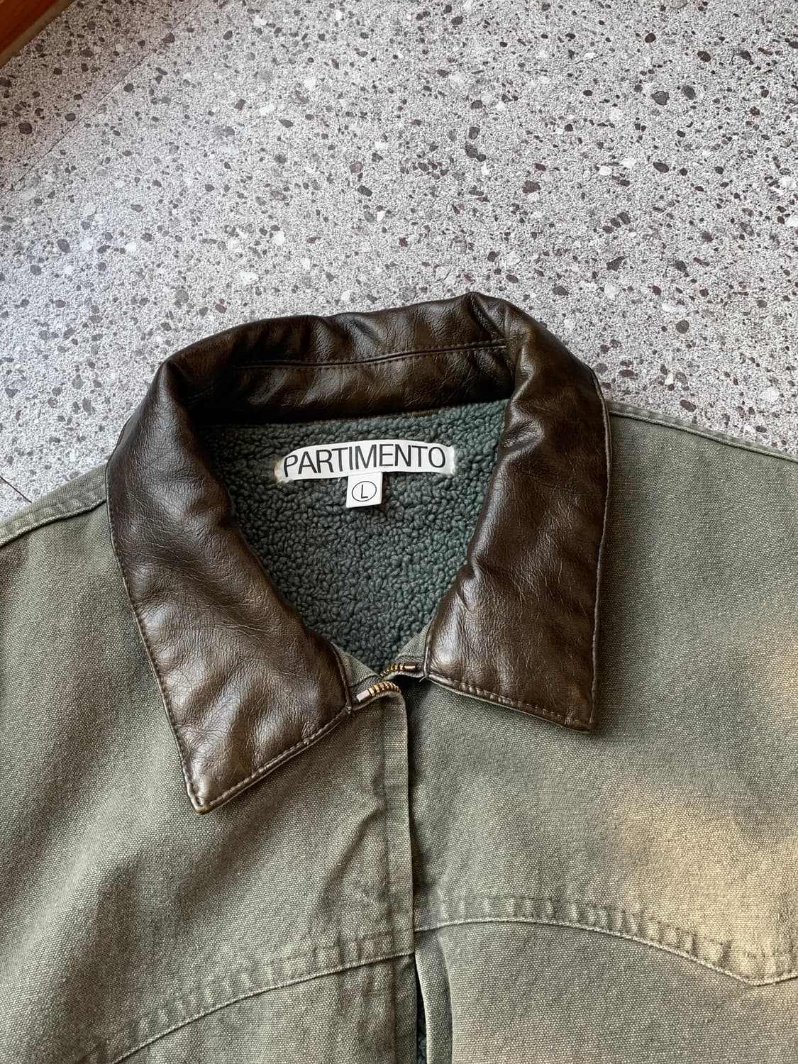 파르티멘토 보아 플리스 VTG 워시드 웨스턴 블루종 카키 상품이미지4