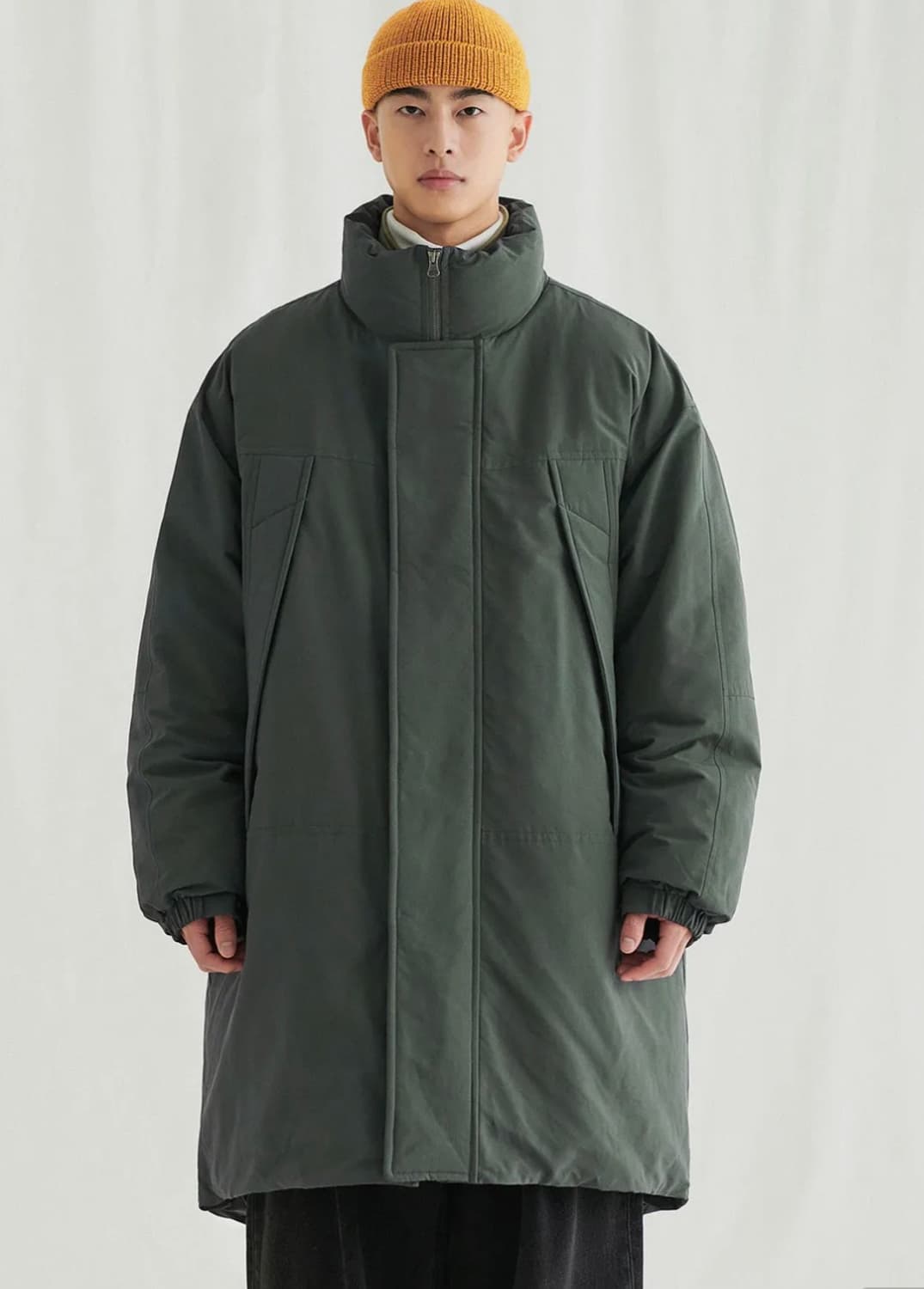 [M]멜란지 마스터 오버핏 몬스터 파카 패딩 카키그레이 상품이미지1