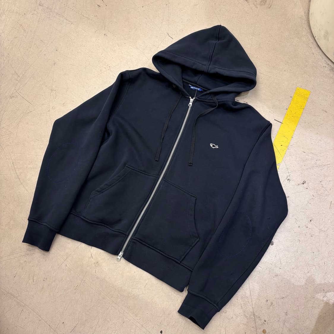 네이더스 스몰로고 네이비 후드집업 상품이미지1