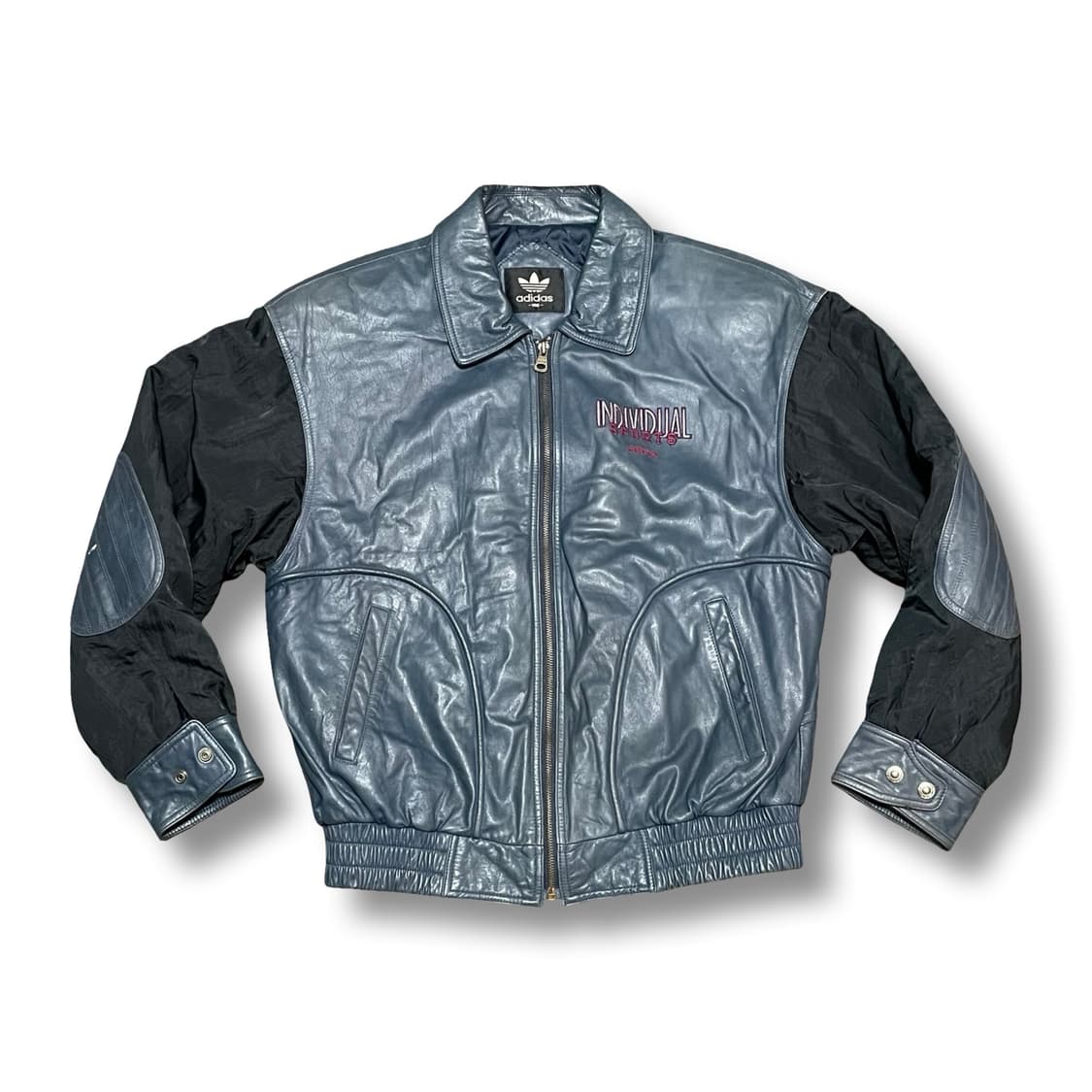 [L] 90s 빈티지 아디다스 올드스쿨 소가죽 봄버 블루종 자켓 상품이미지1