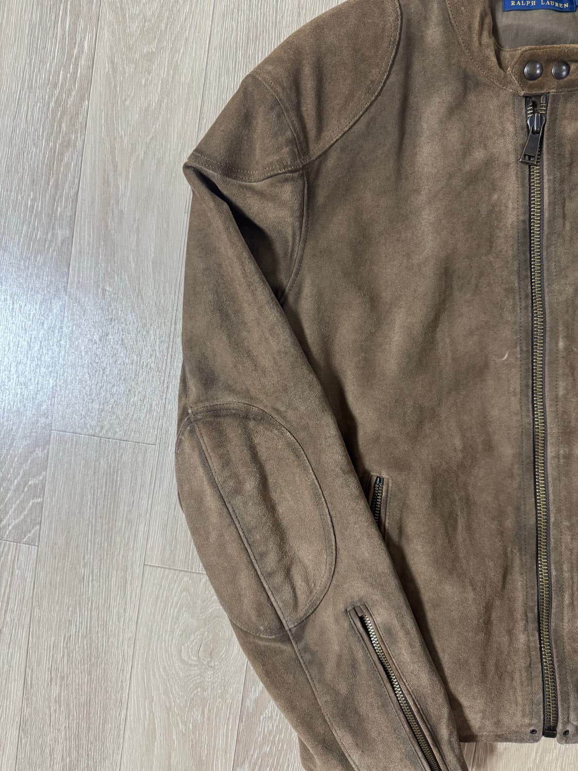 XL 폴로 랄프로렌 러프아웃 스웨이드 카페레이서 가죽 자켓 브라운 상품이미지5