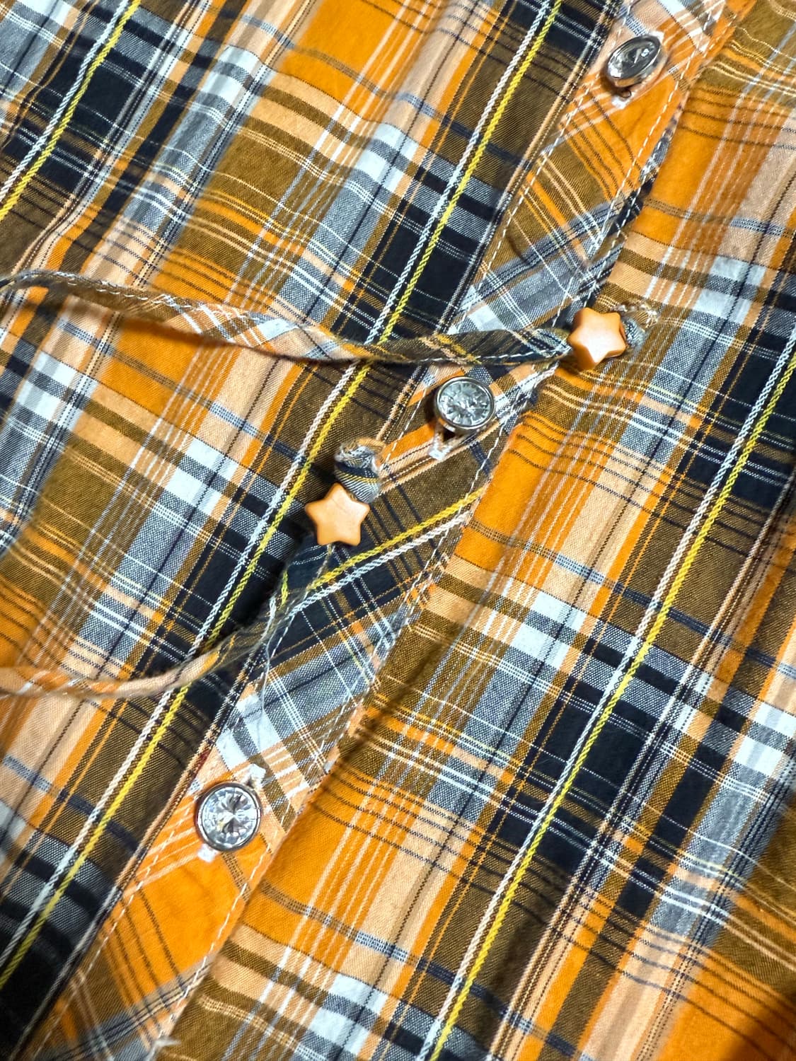 빈티지 리즈리사돌 딱붙 체크 셔링 셔츠 갸루 y2k 펑크 상품이미지3