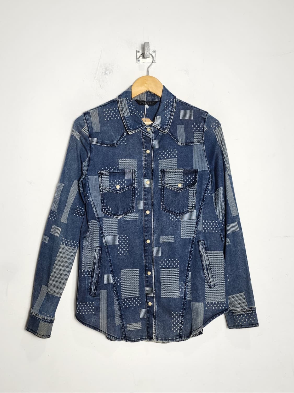빈티지 패턴 데님 셔츠 상품이미지1