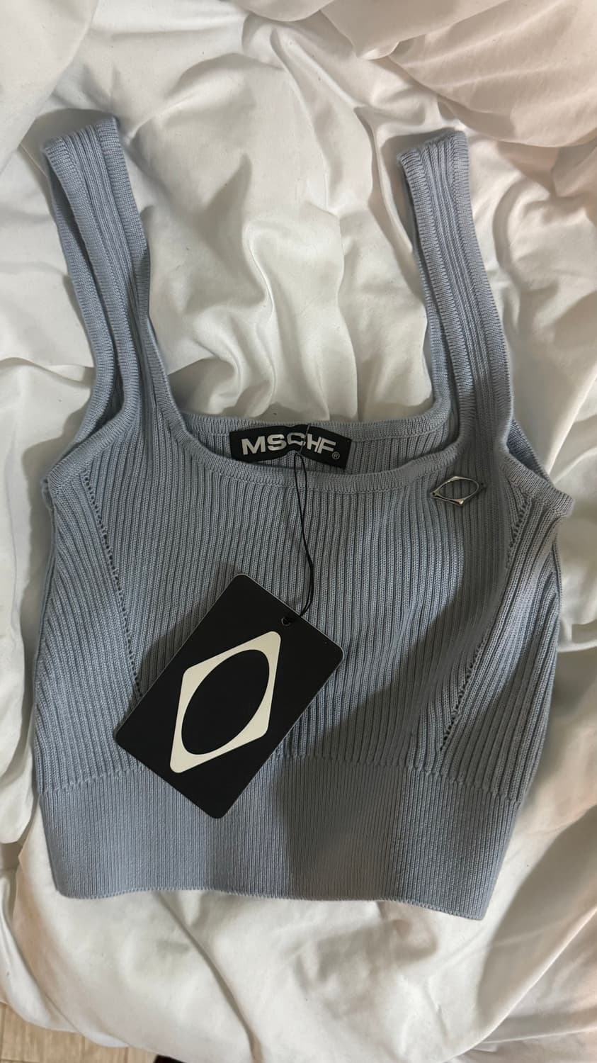 미스치프 롬버스 니트 크롭 탑 나시 s 블루 상품이미지2