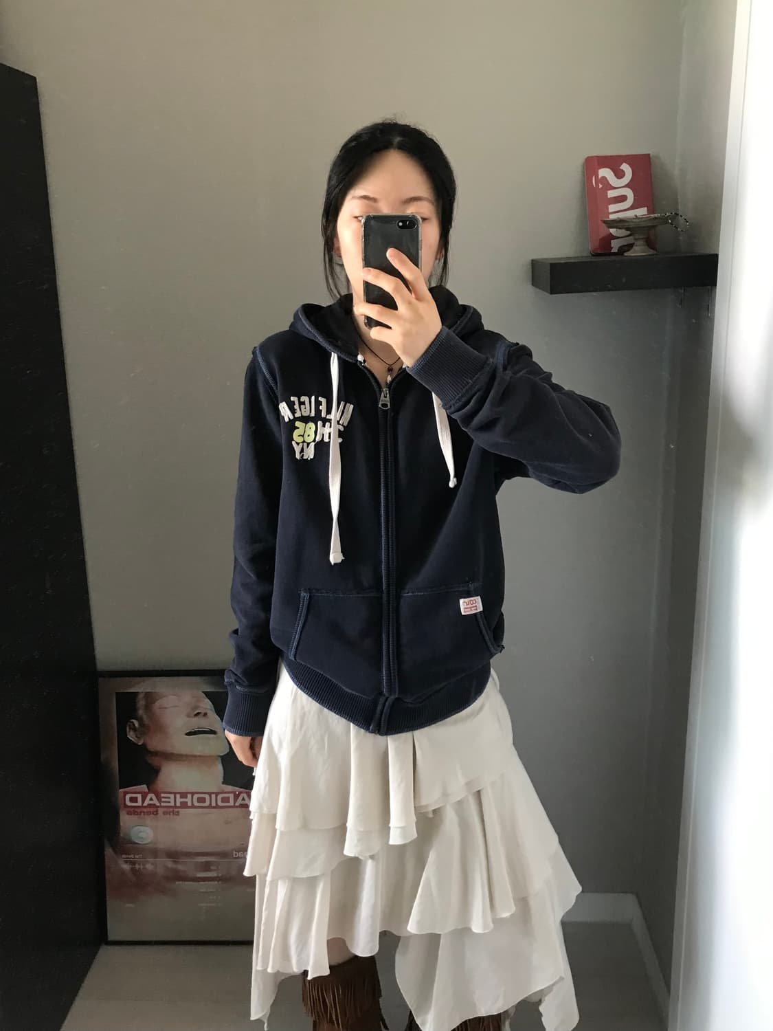 타미힐피거 자수로고 피그먼트 네이비 후드집업 상품이미지1