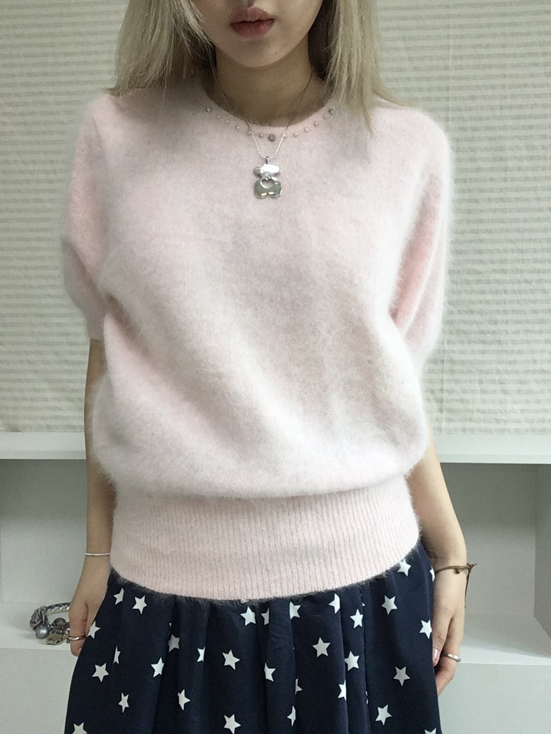 jpn vintage lovely pearl pink half puff  상품이미지4