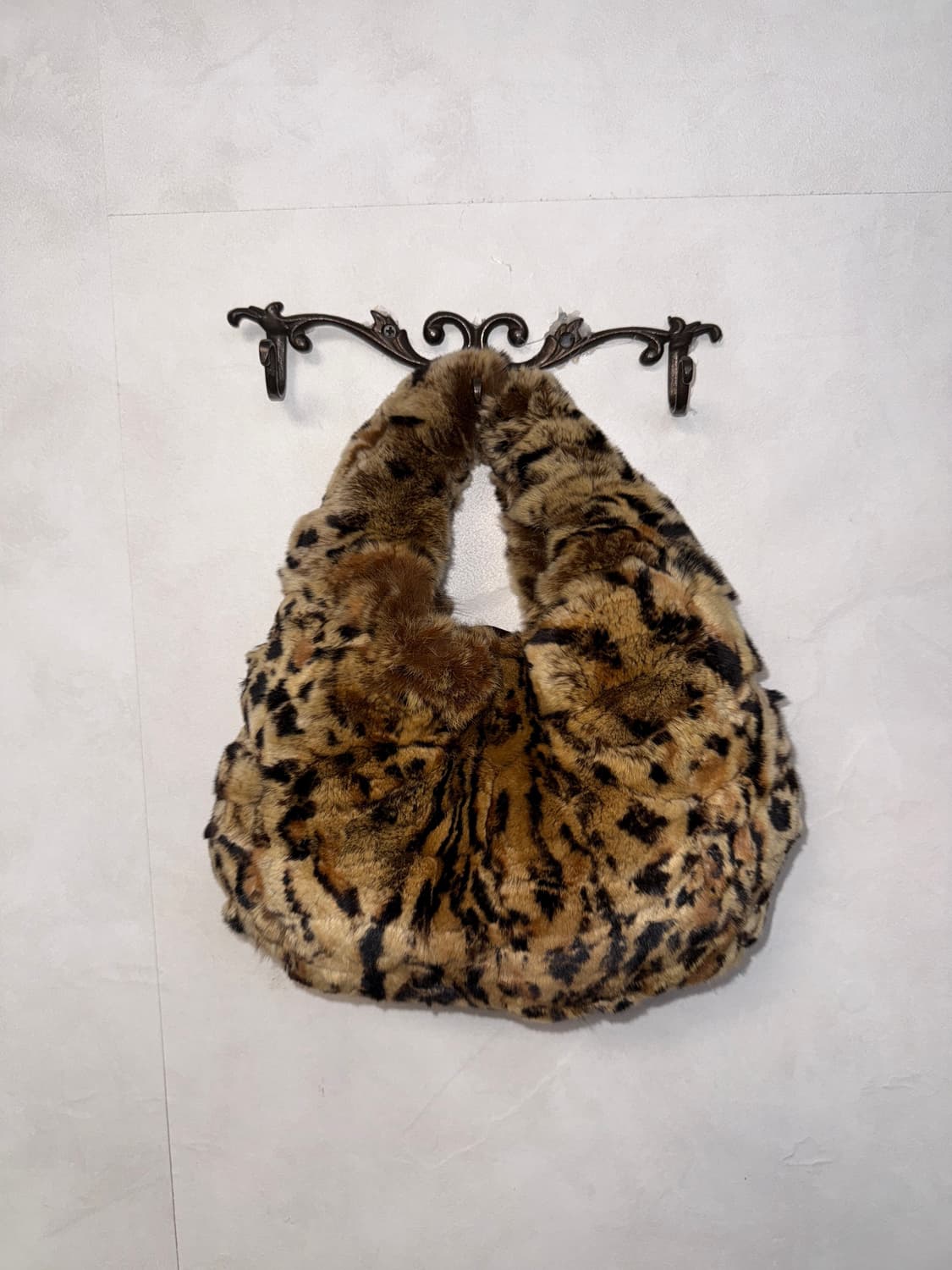 Brown leopard fur ribbon bag 상품이미지4
