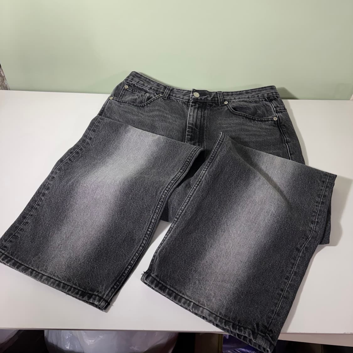 L 세터 흑청 세미와이드 워싱 데님팬츠 상품이미지3