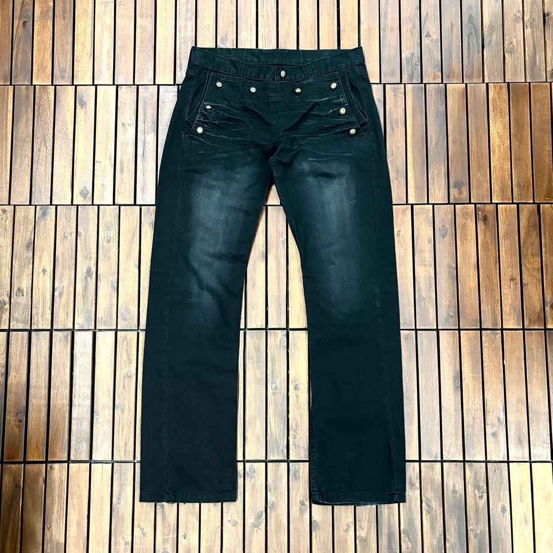 (33) 재패니즈 스타일 버튼 디테일 블랙 진  상품이미지1