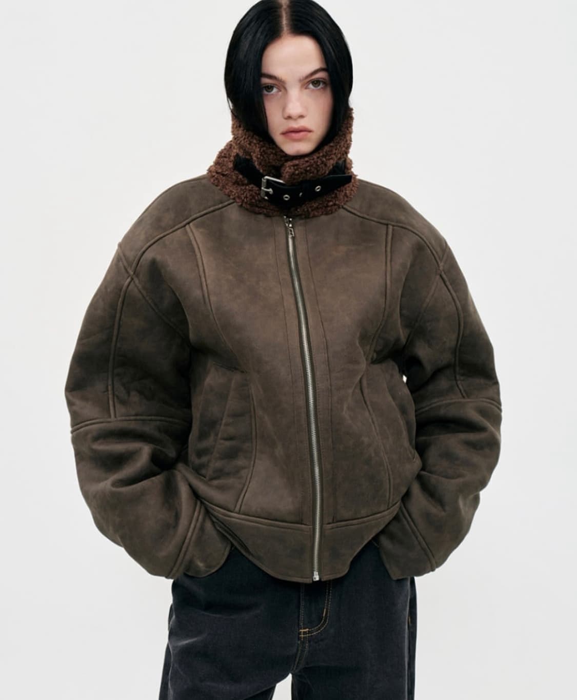 밀로 우먼 빈티지 크랙 시어릿 자켓 무스탕 상품이미지1