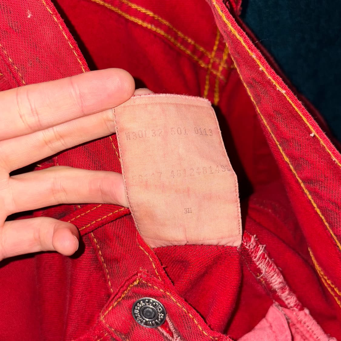 (29) 00s 리바이스 501 레드 데님 팬츠 made in USA 상품이미지5