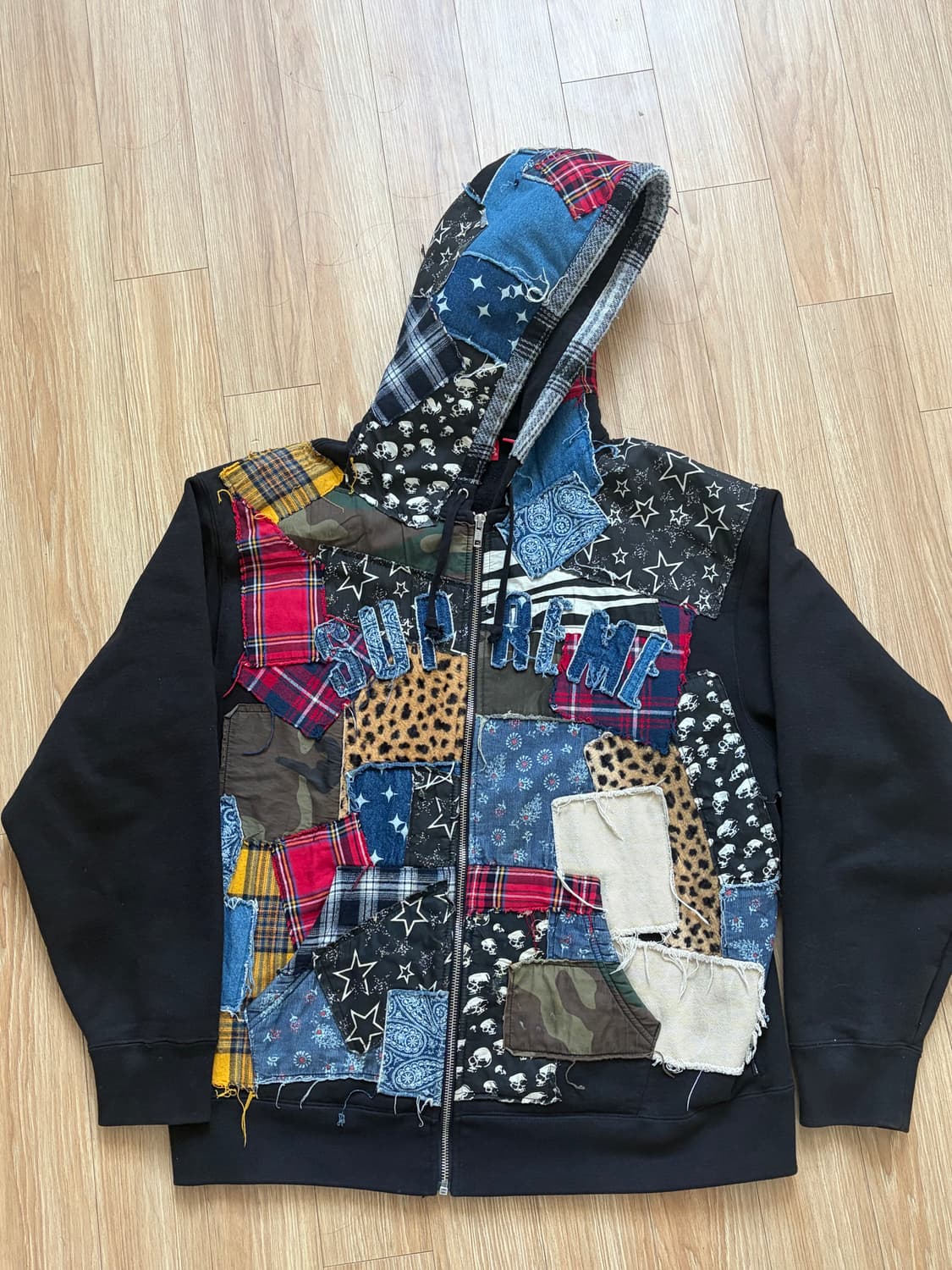 슈프림 패치워크 후드집업 L 상품이미지1