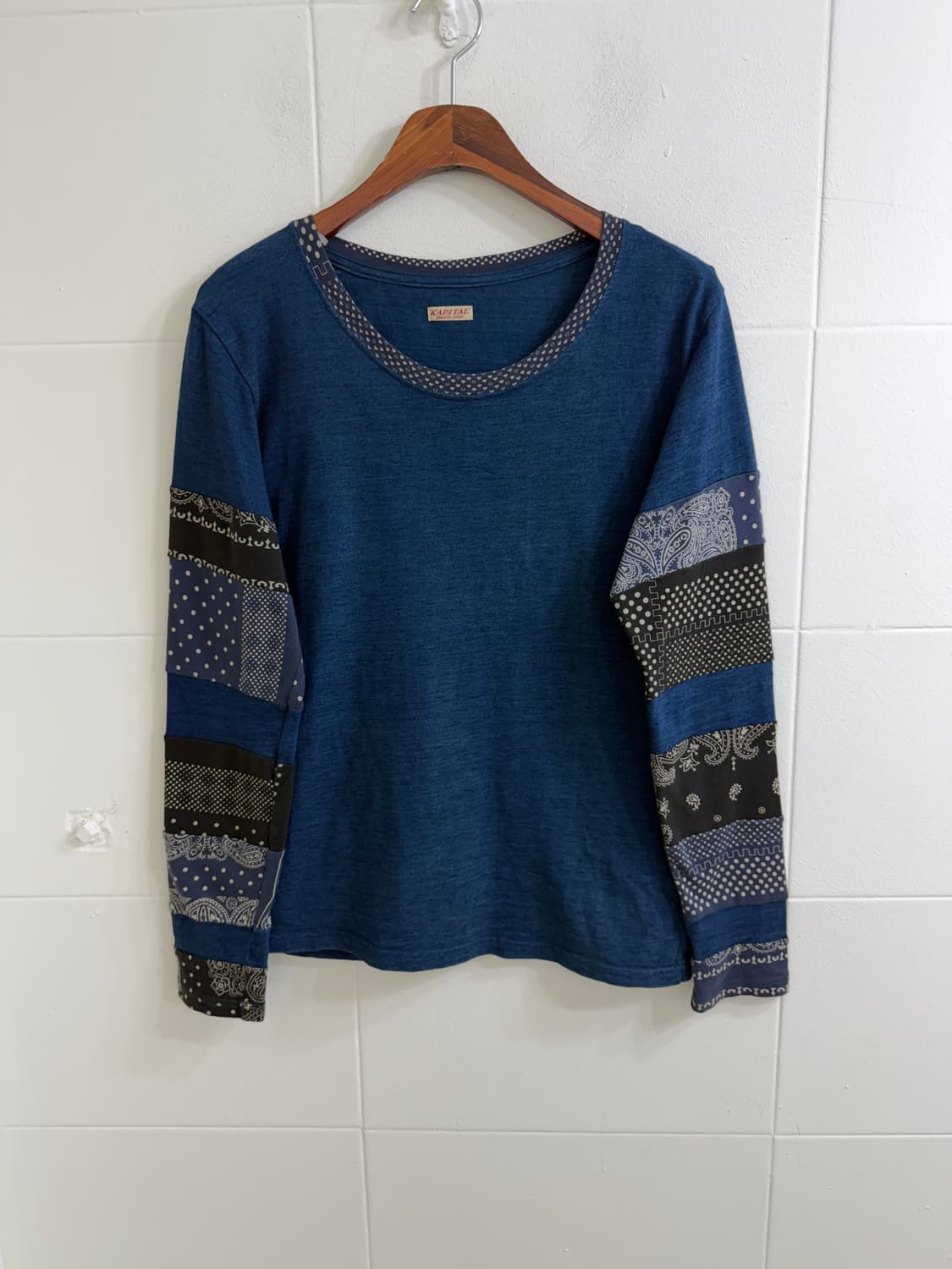 캐피탈 인디고 저지 히피 반다나 패치워크 롱슬리브 상품이미지3