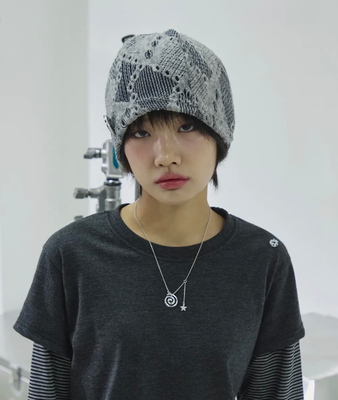 무신사 슬릭글로우 컬러 믹스 니트 펀칭 그런지 비니 미사용 새 상품 상품이미지1