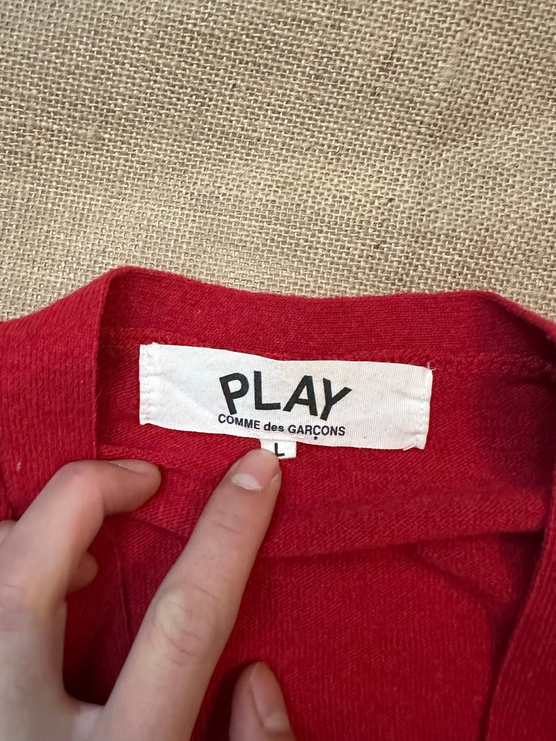 꼼데가르송 PLAY 레드 가디건 L (95-100) 정품 상품이미지4