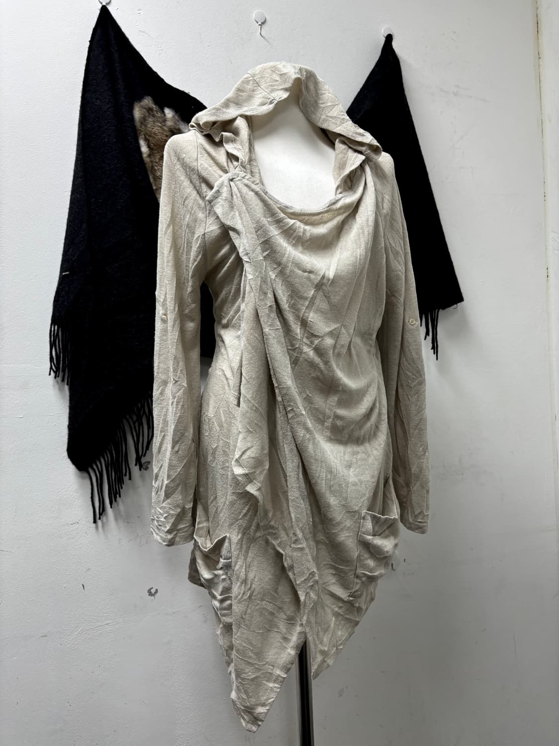 “Vintage”Draped Hoodie Cardigan 상품이미지1