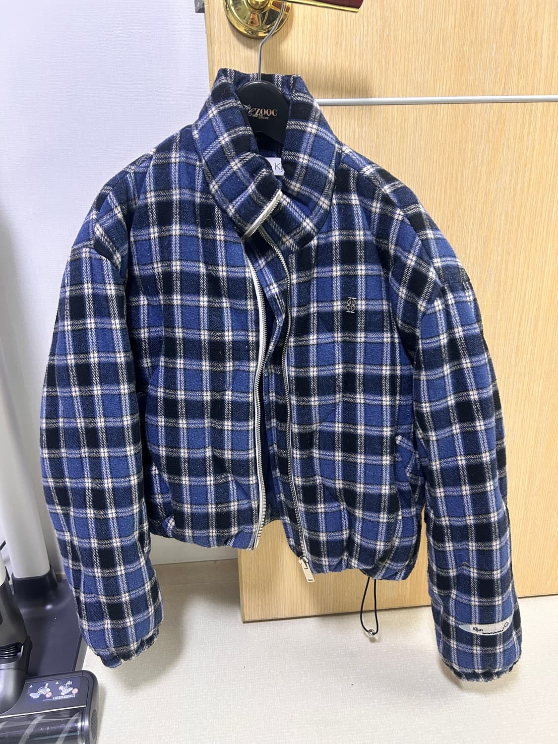 kijun 기준 블루 체크 패딩  상품이미지1