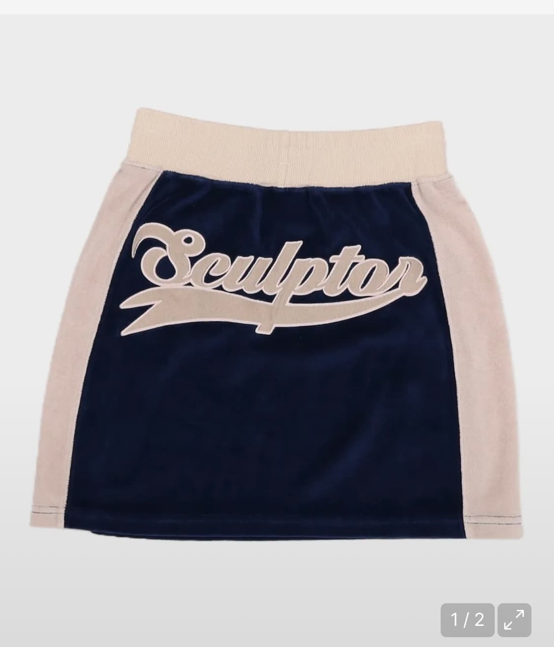 Velour Track Skirt Navy/Gray 상품이미지3