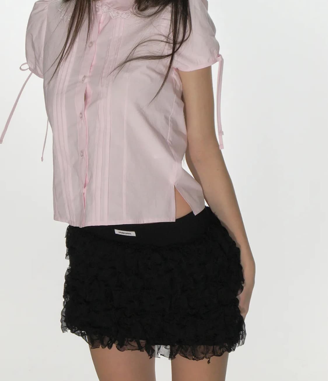 크랭크 캉캉 프릴 미니 스커트 블랙 상품이미지1